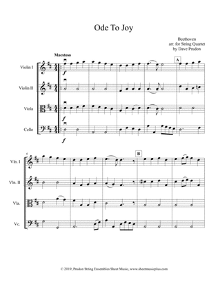 Ode To Joy for String Quartet