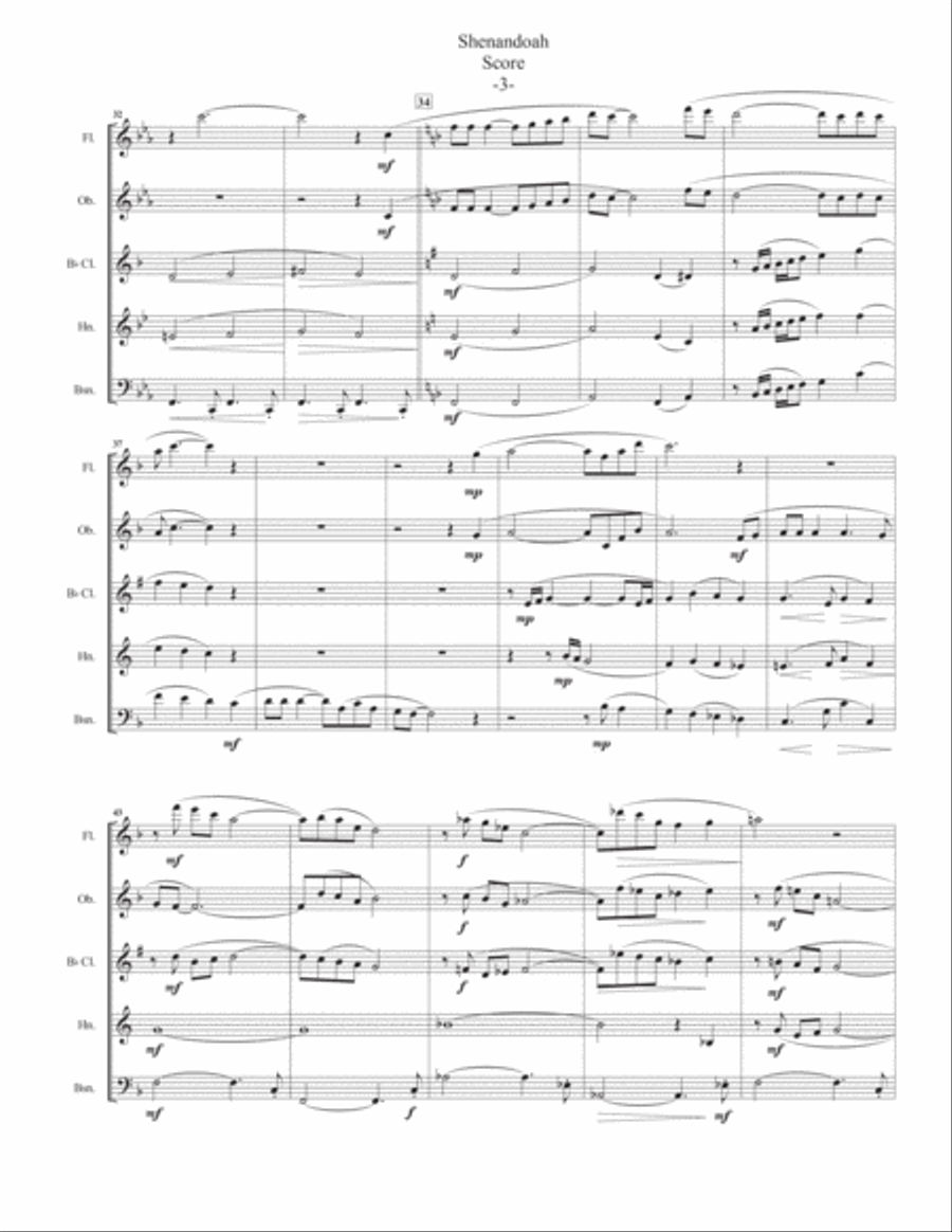 Shenandoah for Woodwind Quintet Woodwind Quintet scores gallery preview page 5