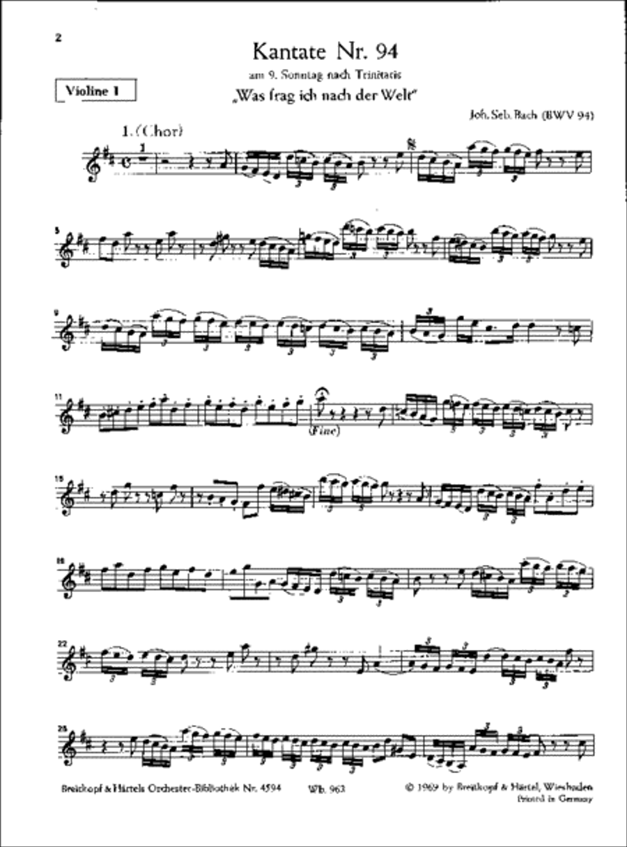 Cantata BWV 94 “Was frag ich nach der Welt” 4-Part scores gallery preview page 2