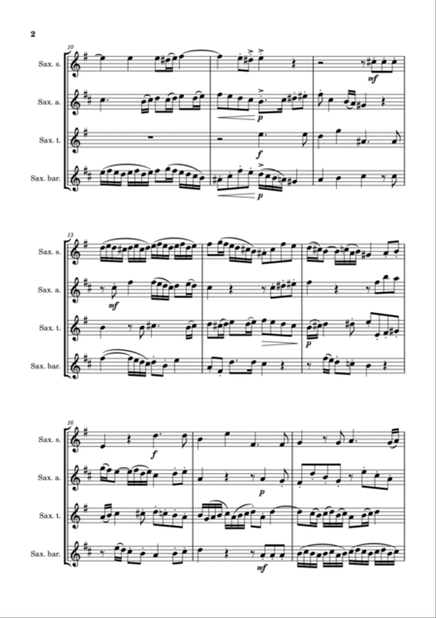 Requiem in D Minor: Kyrie Eleison Saxophone Quartet scores gallery preview page 2