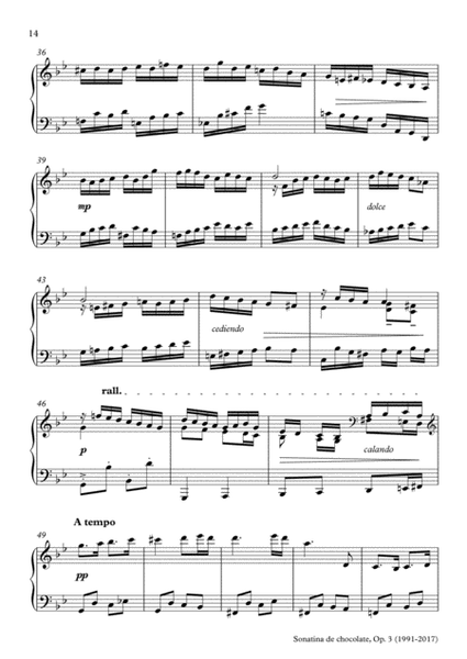 Sonatina de chocolate, Op.3 (para piano) (2017) - II. Andante image number null