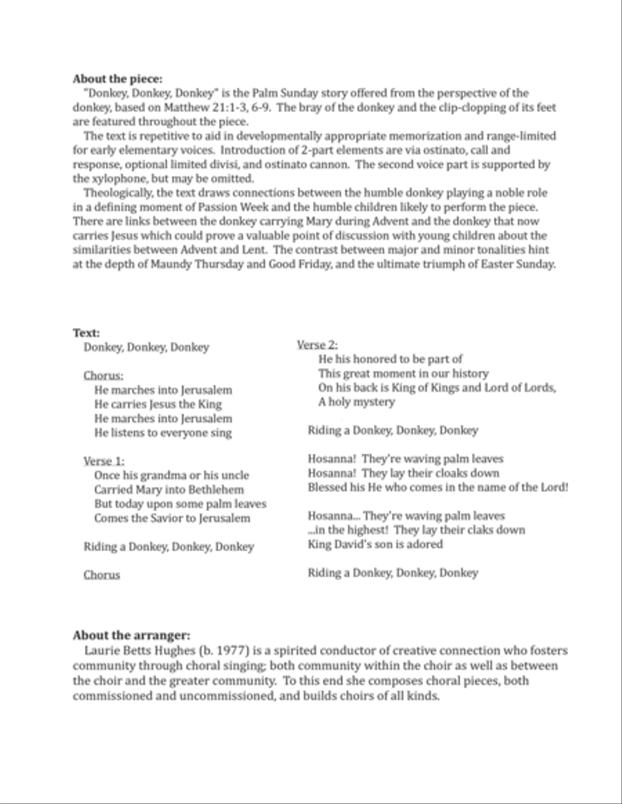 Donkey, Donkey, Donkey [Unison/Two-Part Treble] SA scores gallery preview page 2