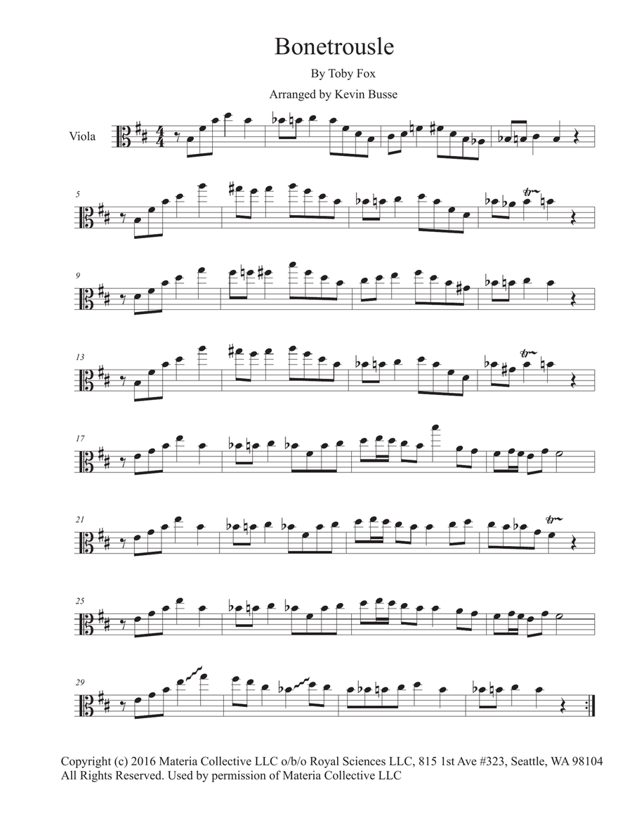 Bonetrousle (from Undertale) Viola Solo scores gallery preview page 1