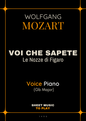 Book cover for Voi Che Sapete from Le Nozze di Figaro - Voice and Piano - Gb Major (Full Score and Parts)