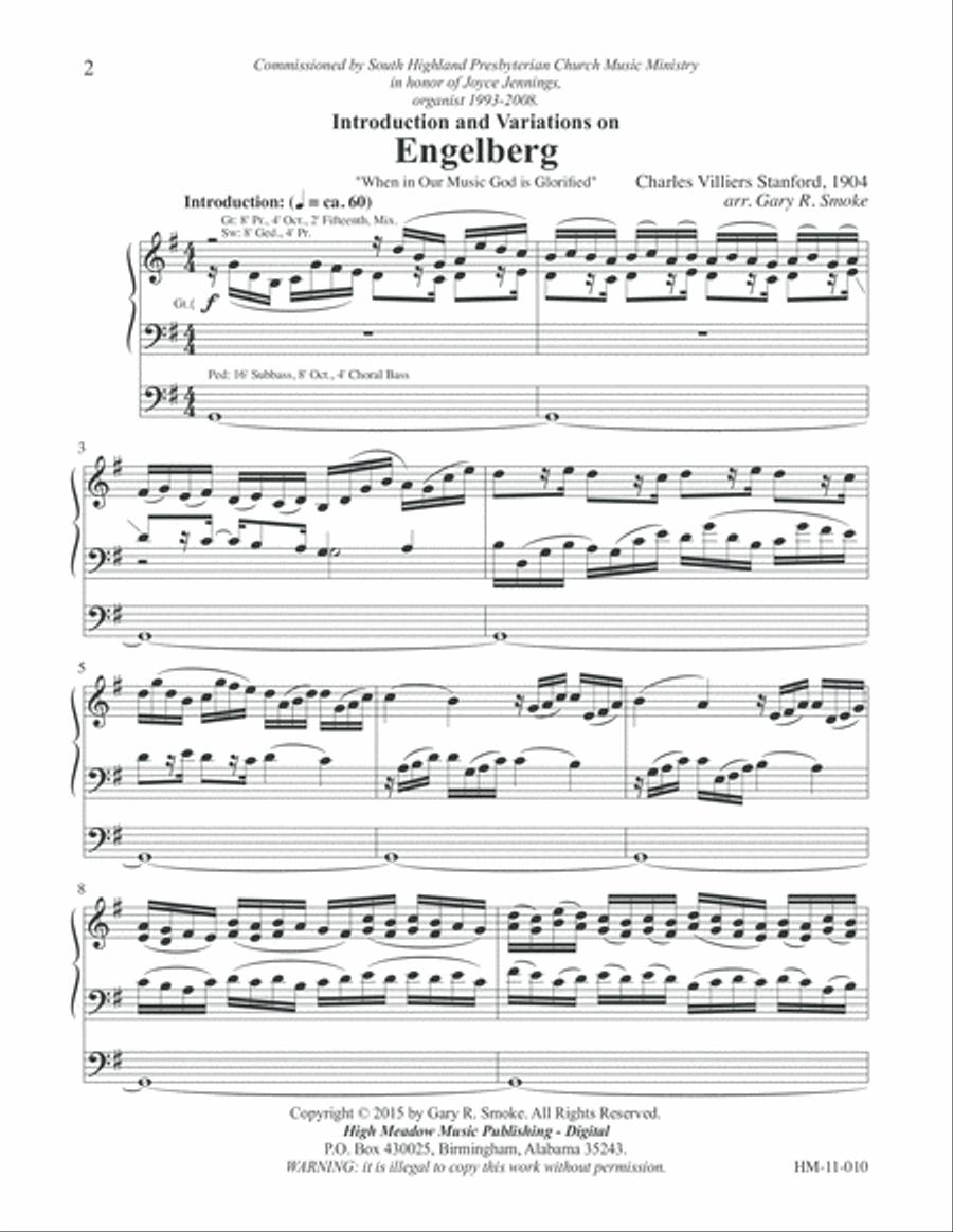 Introduction and Variations on 'Engelberg' Organ Solo scores gallery preview page 2