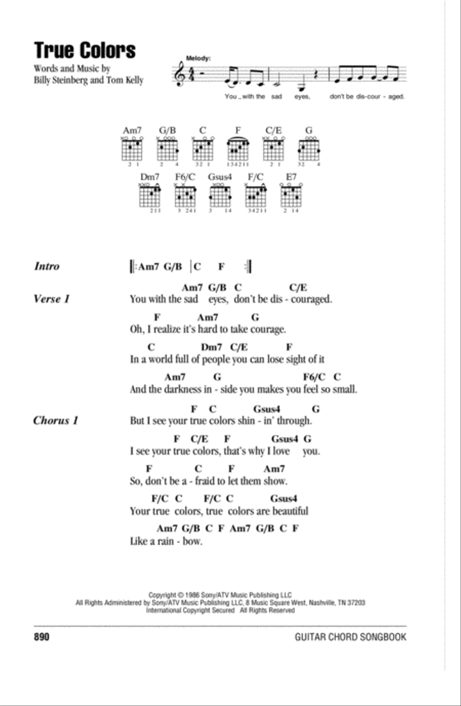 True Colors Acoustic Guitar scores gallery preview page 1