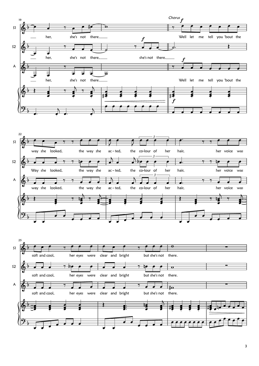 She's Not There SSA scores gallery preview page 3