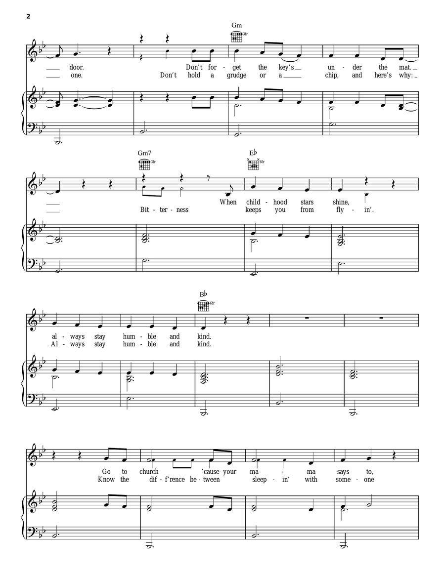 Humble And Kind Piano, Vocal, Guitar scores gallery preview page 2