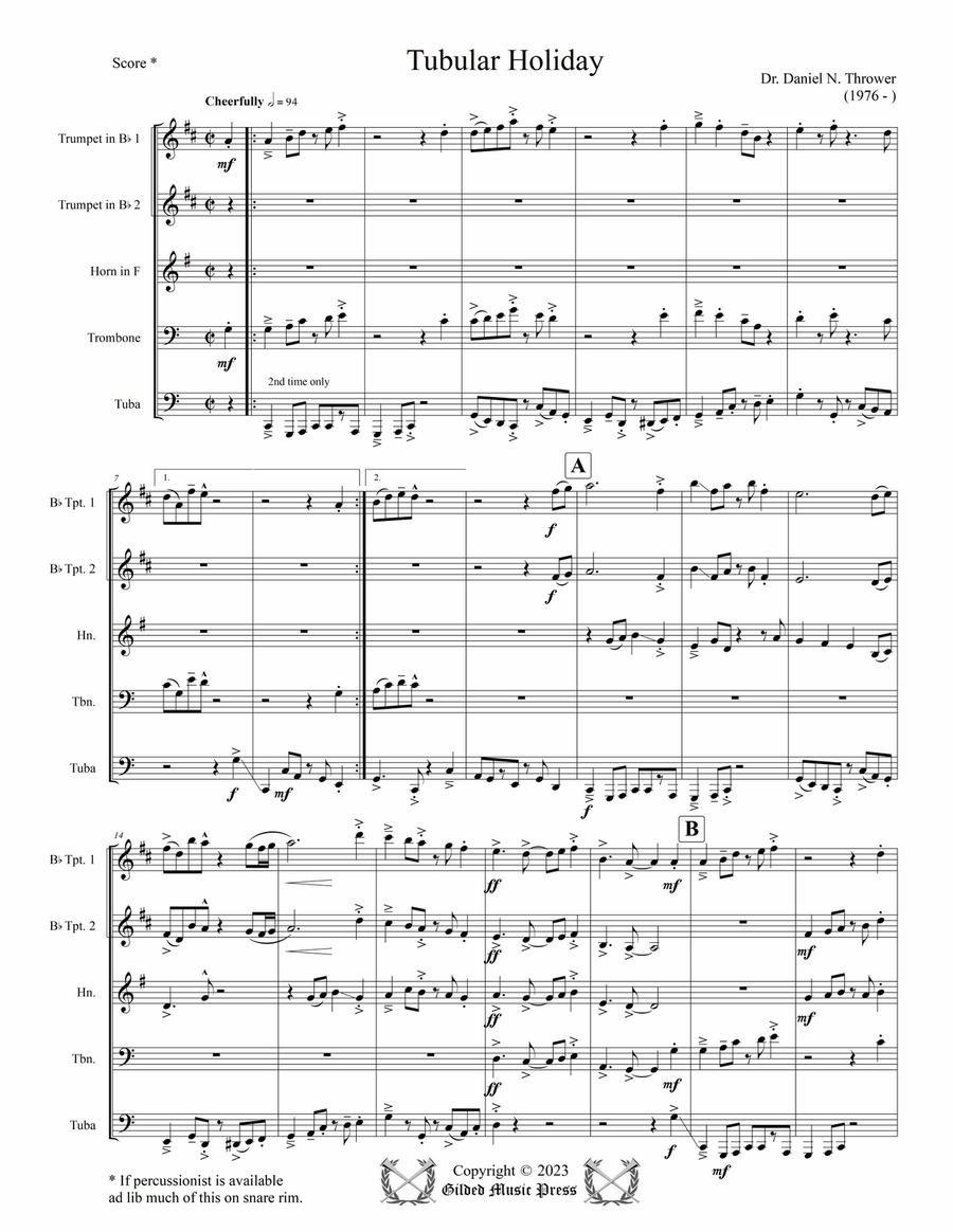 Tubular Holiday, Op. 127 Brass Quintet scores gallery preview page 5