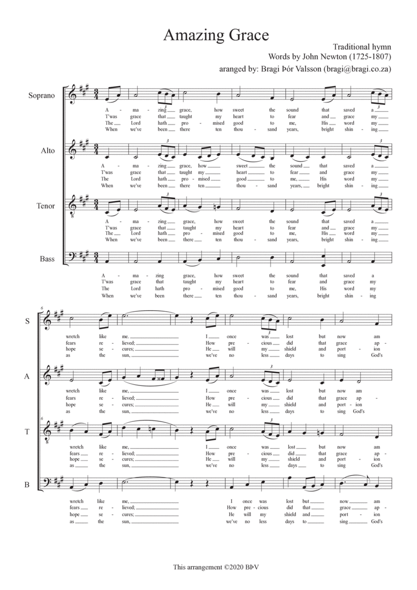 Amazing Grace - SATB a capella image number null