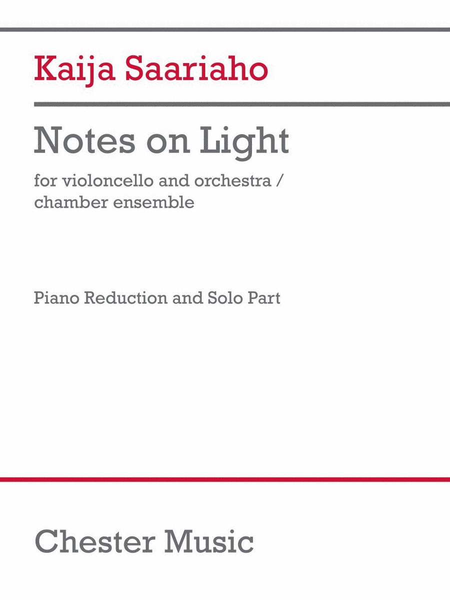 Notes on Light by Kaija Saariaho Piano Accompaniment - Sheet Music