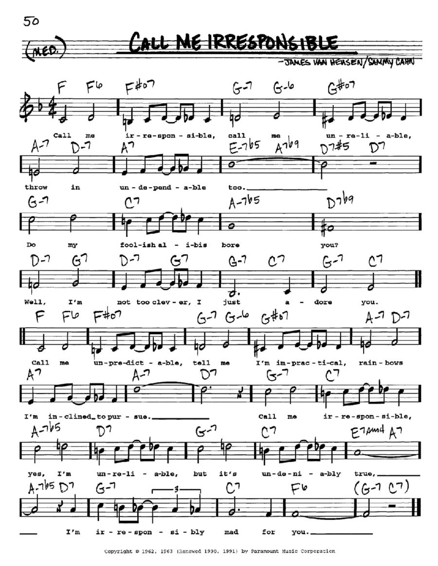 Call Me Irresponsible Voice scores gallery preview page 1