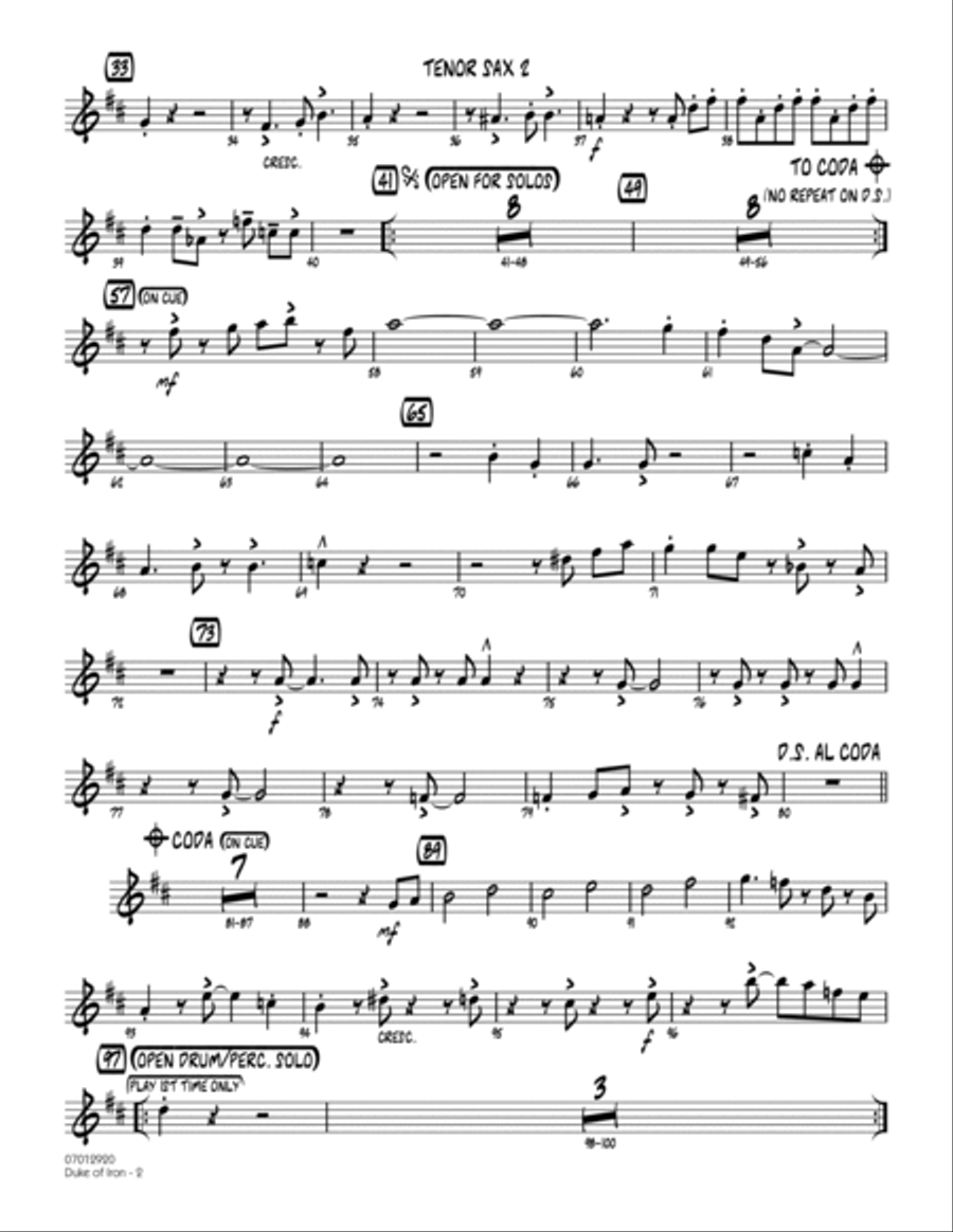 Duke Of Iron - Tenor Sax 2 Tenor Saxophone scores gallery preview page 2