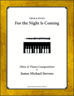 Book cover for For the Night Is Coming - Oboe & Piano