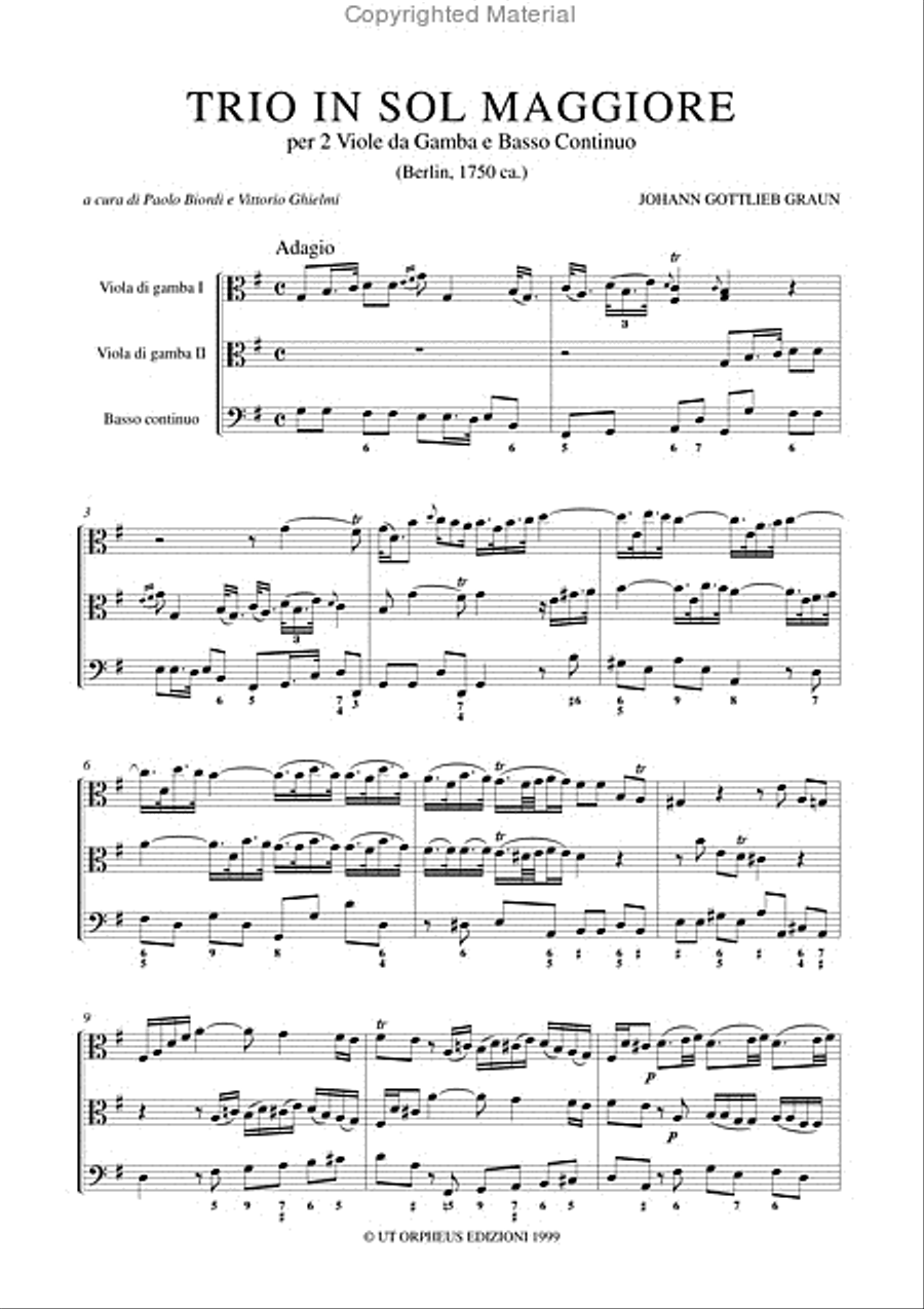 Trio in G Major (Berlin c.1750) for 2 Viols and Continuo String Orchestra scores gallery preview page 2