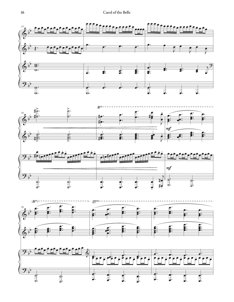 Carol of the Bells (Piano Duet) Piano Duet scores gallery preview page 2