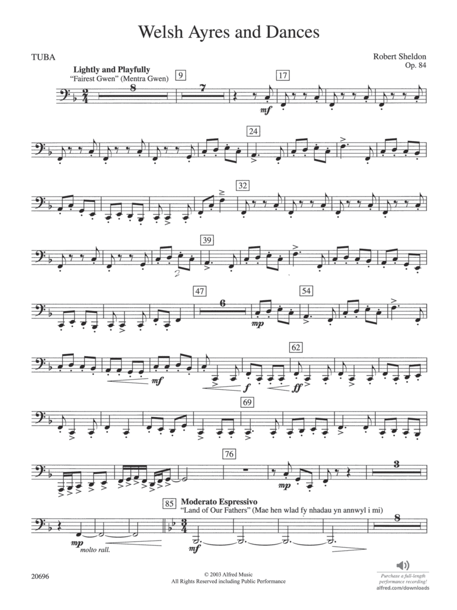 Welsh Ayres & Dances: Tuba Concert Band scores gallery preview page 1