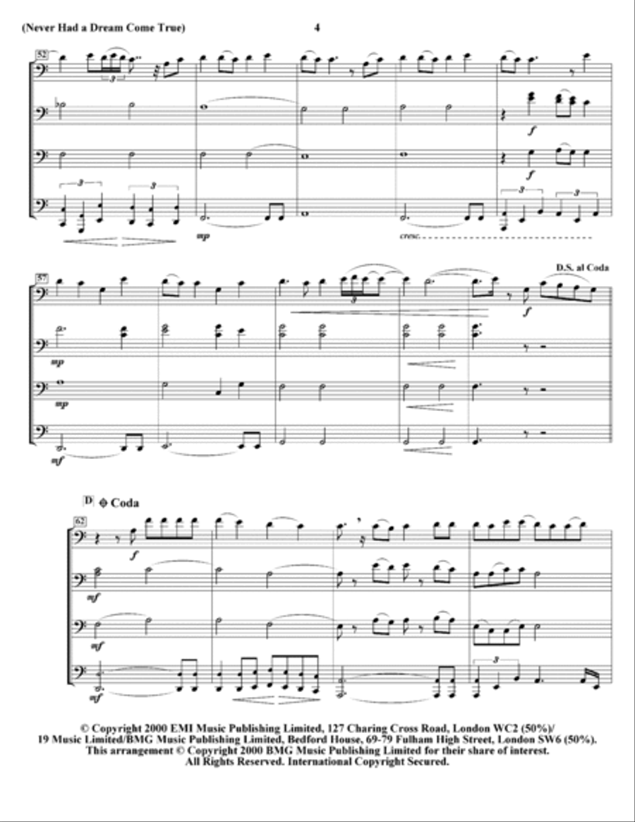 Never Had A Dream Come True Brass Quartet scores gallery preview page 6