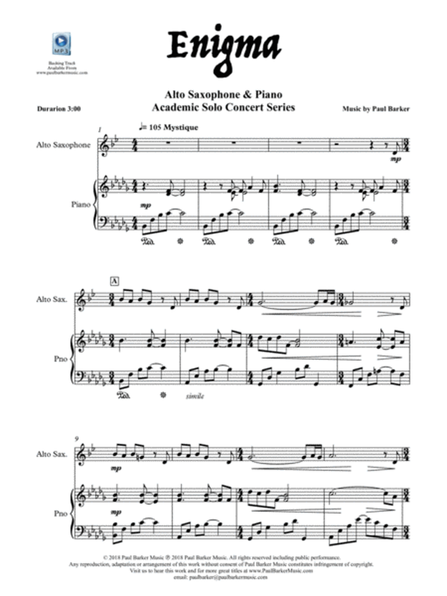 Enigma (Alto Saxophone & Piano) image number null