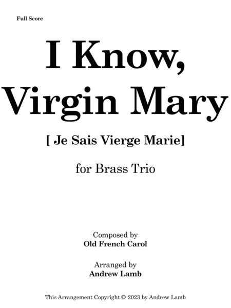 I Know Virgin Mary (for Brass Trio) image number null