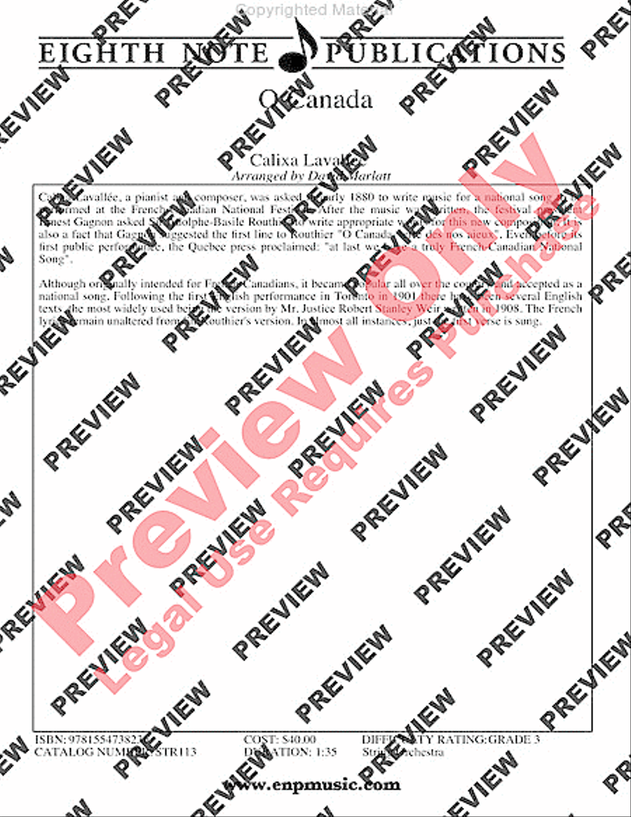 O Canada O Canada String Orchestra scores gallery preview page 3