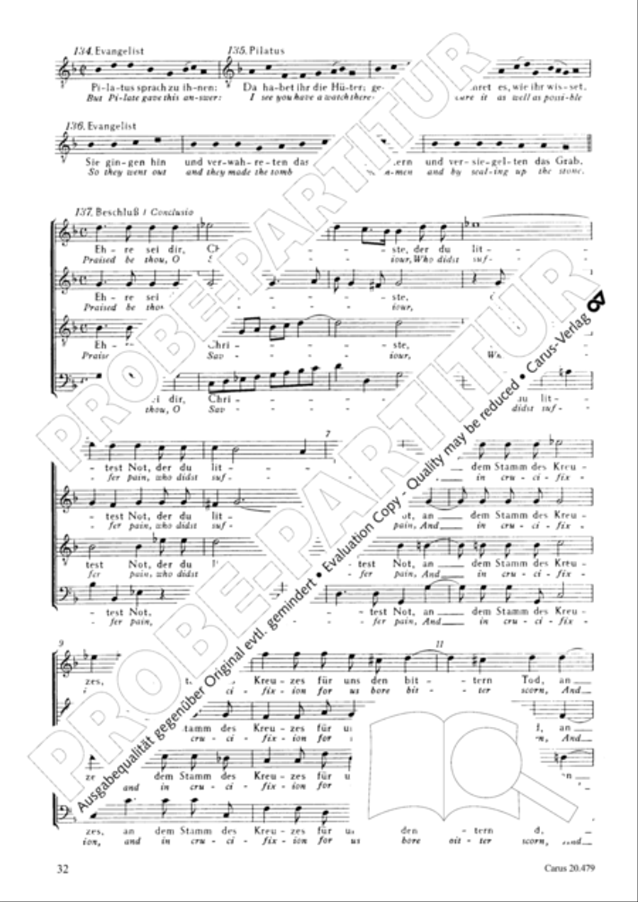 St. Matthew Passion (Matthaus-Passion) 4-Part scores gallery preview page 39