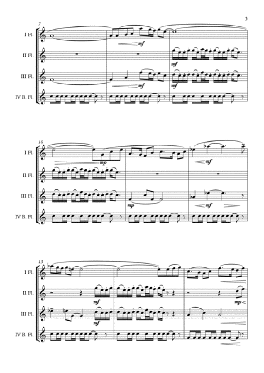 Bugler's Dream (Olympic Fanfare) Flute Quartet scores gallery preview page 4