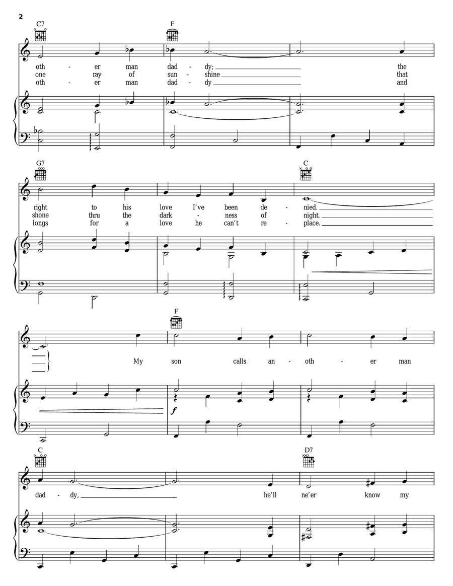My Son Calls Another Man Daddy Piano, Vocal, Guitar scores gallery preview page 2