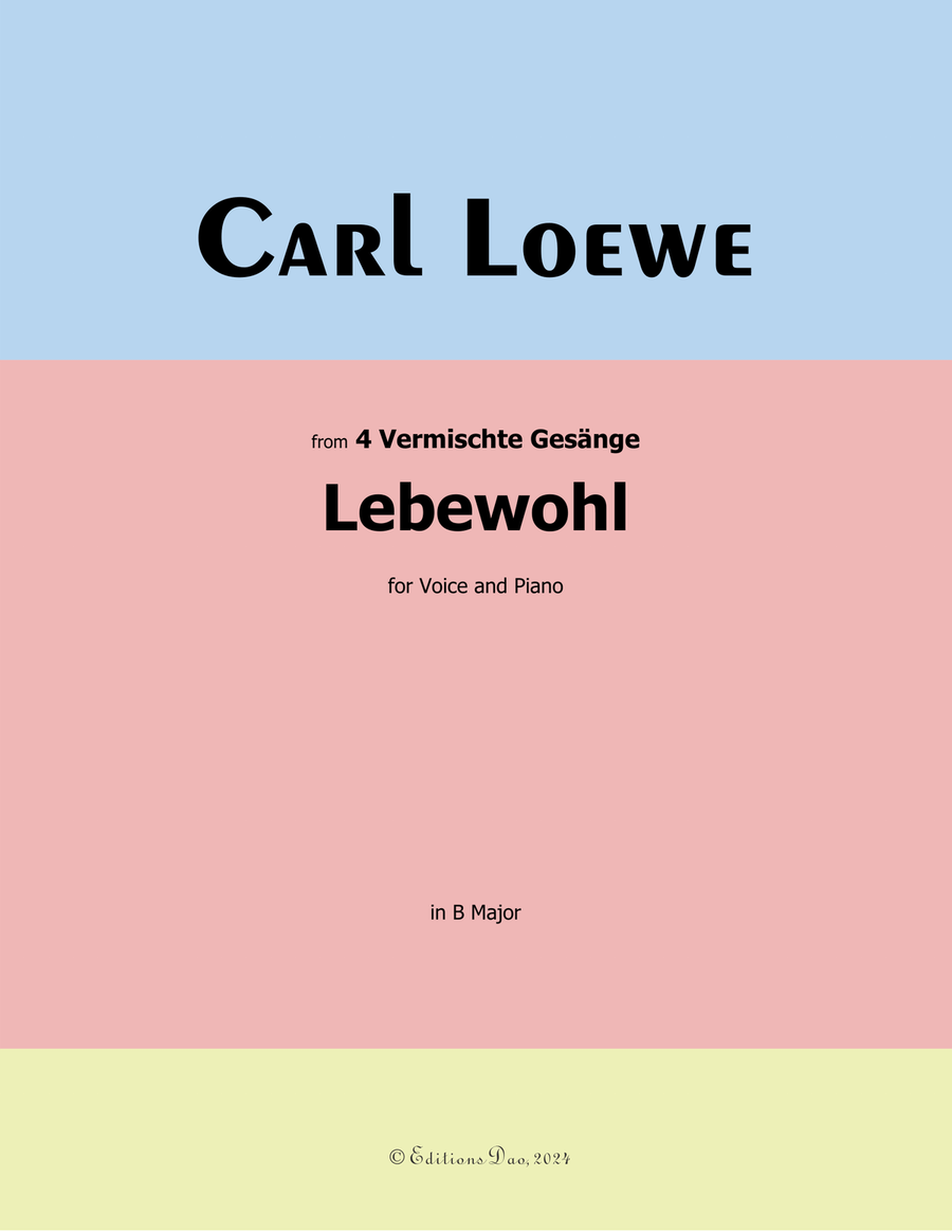Lebewohl, by Carl Loewe, in B Major Piano, Vocal scores gallery preview page 1