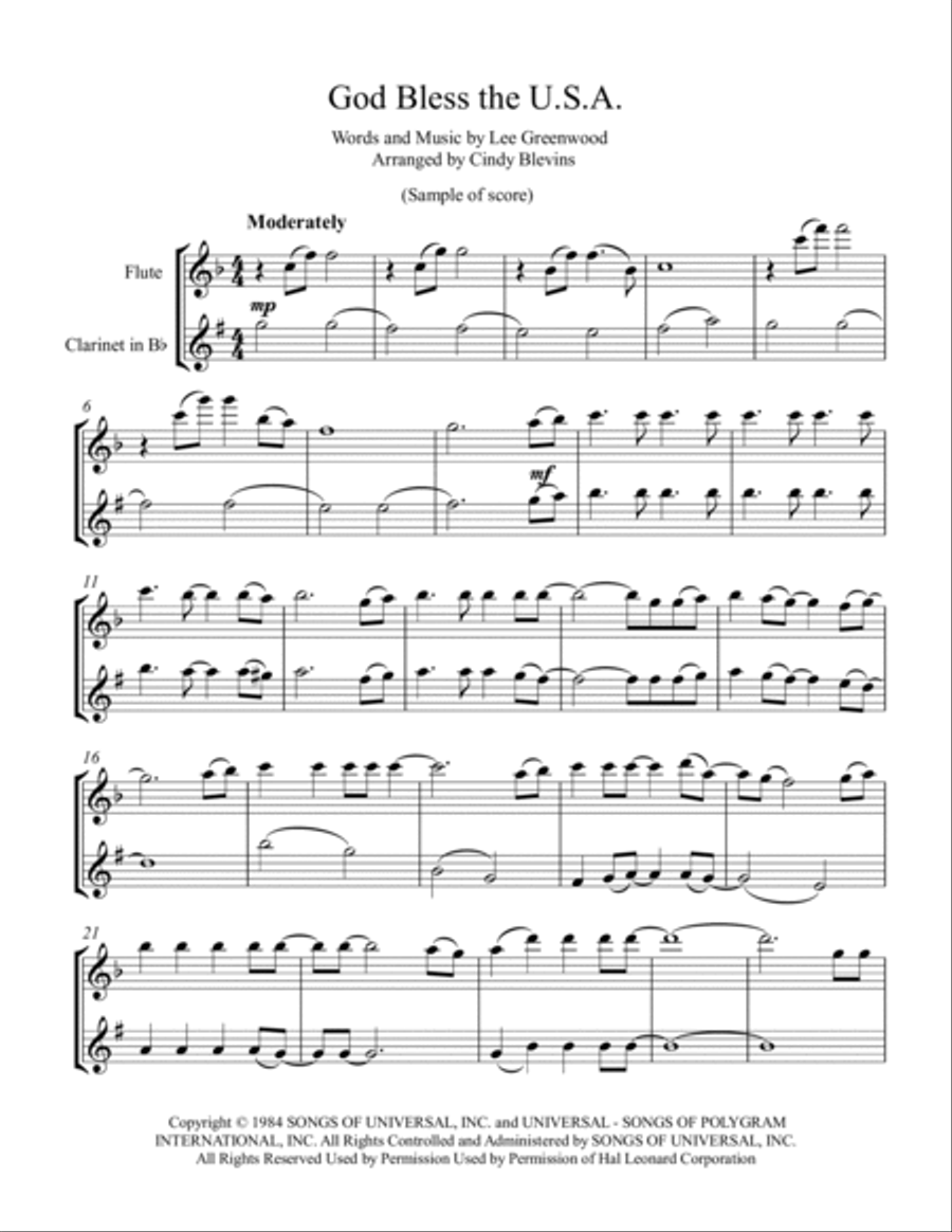 God Bless The U.S.A. God Bless The U.S.A. Woodwind Duet scores gallery preview page 2