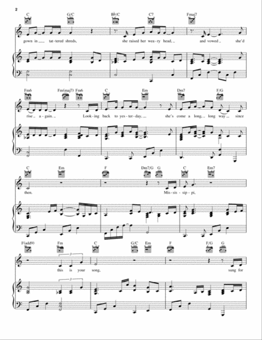 Mississippi Song Piano, Vocal, Guitar scores gallery preview page 2