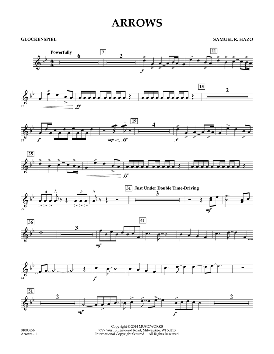 Arrows - Glockenspiel Arrows - Glockenspiel Concert Band scores gallery preview page 1