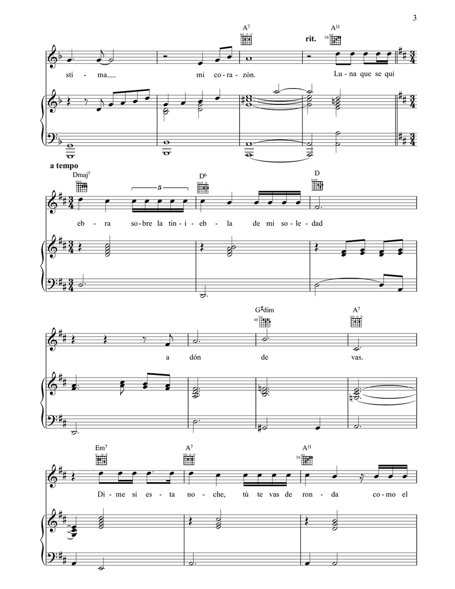 Noche De Ronda Piano, Vocal, Guitar scores gallery preview page 3
