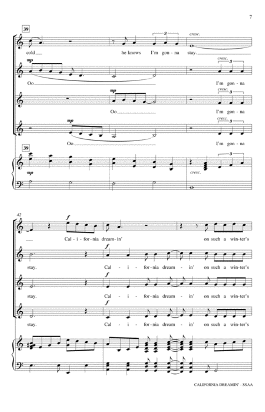 California Dreamin' (arr. Mac Huff) SSAA scores gallery preview page 7