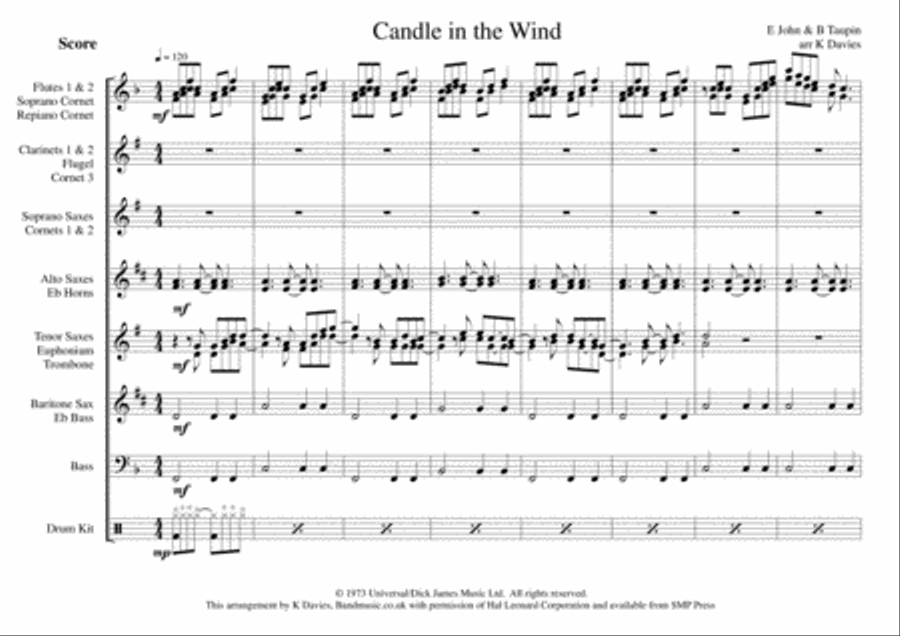 Candle In The Wind Large Ensemble scores gallery preview page 1