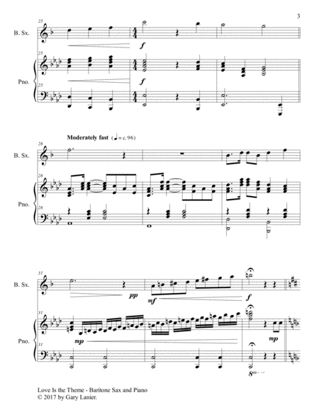 LOVE IS THE THEME (Duet – Baritone Sax & Piano with Score/Part) image number null