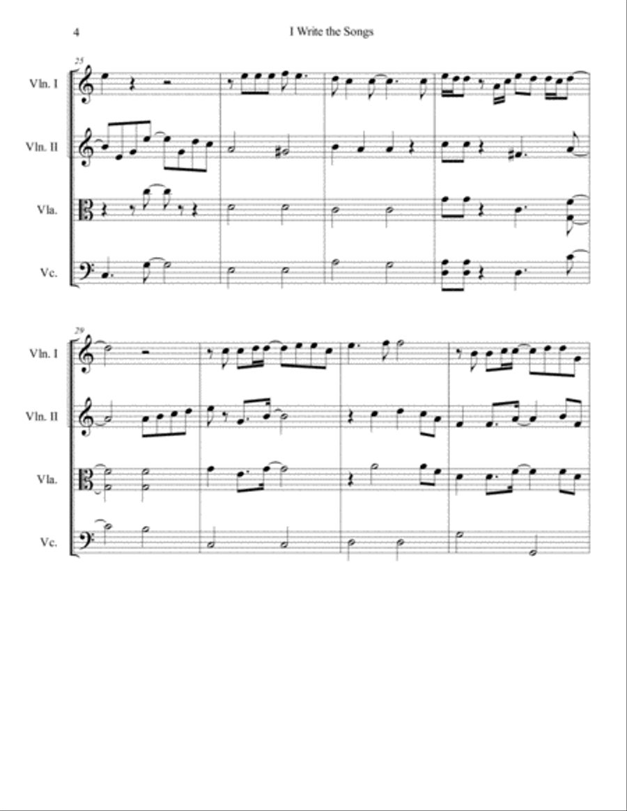 I Write The Songs String Quartet scores gallery preview page 4