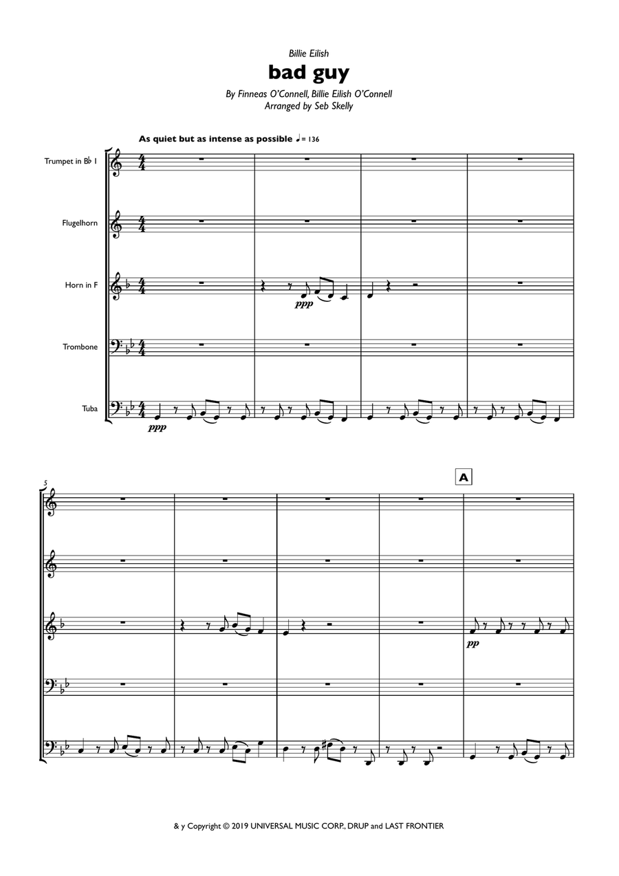 Bad Guy Bad Guy Brass Ensemble scores gallery preview page 1