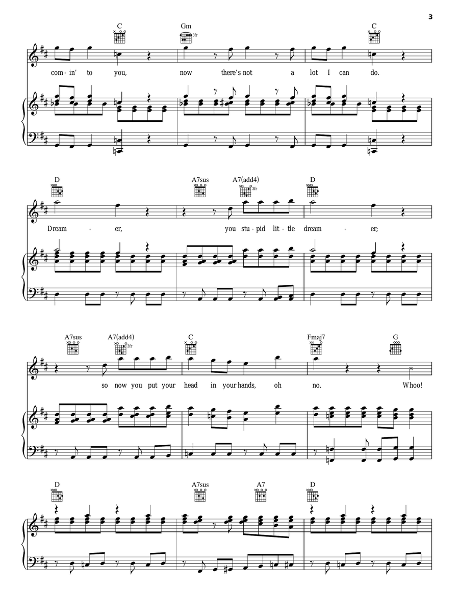 Dreamer Dreamer Piano, Vocal, Guitar scores gallery preview page 3