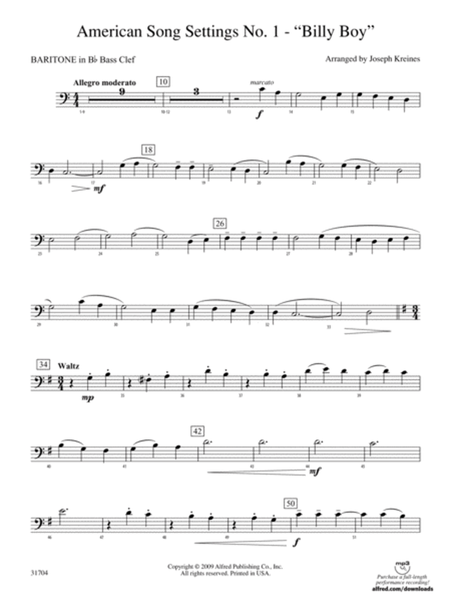 American Song Settings, No. 1: (wp) B-flat Baritone B.C.