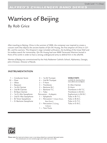 Warriors of Beijing: Score
