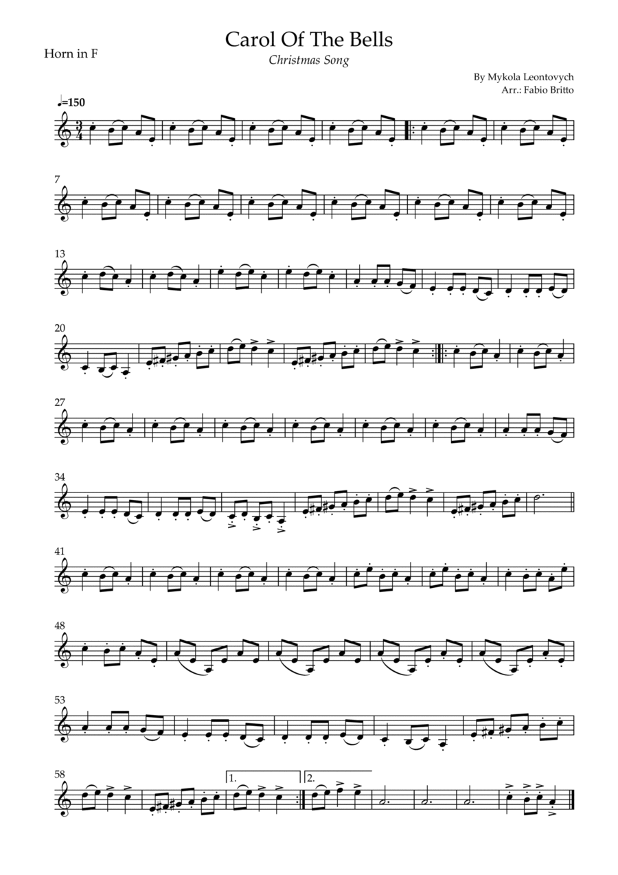 Carol of the bells french horn hot sale