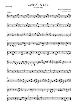 Carol Of The Bells (Christmas Song) for Horn in F Solo (D Minor)