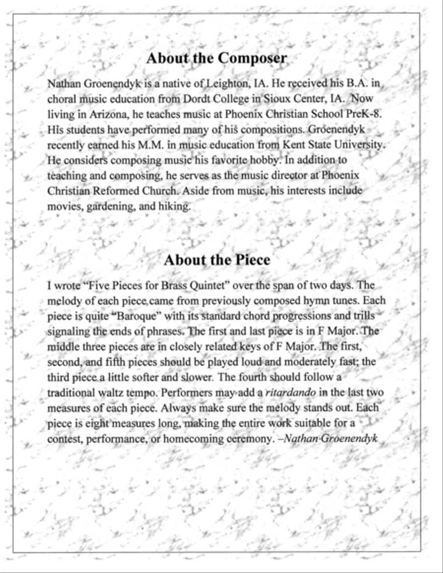 Five Pieces for Brass Quintet Brass Quintet scores gallery preview page 2