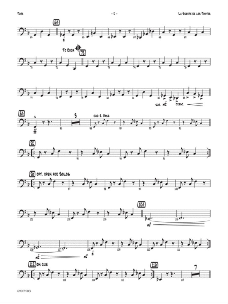 La Suerte de los Tontos: Tuba Jazz Ensemble scores gallery preview page 2