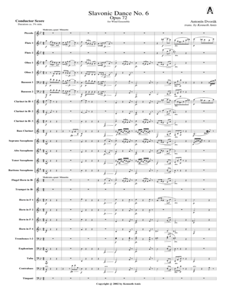 Slavonic Dance No.6, Op.72 - STUDY SCORE ONLY Concert Band scores gallery preview page 4