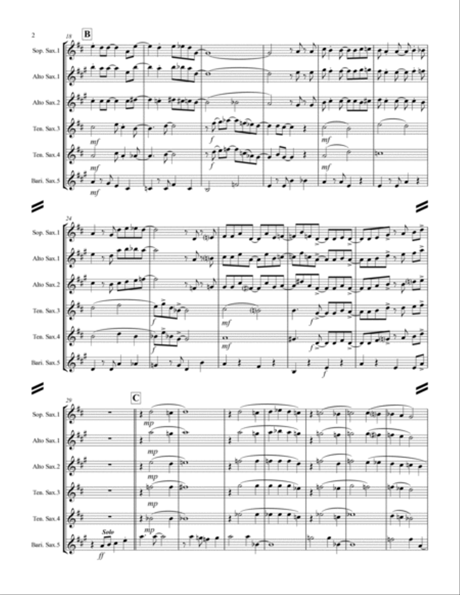Come Fly With Me Saxophone Quintet scores gallery preview page 3
