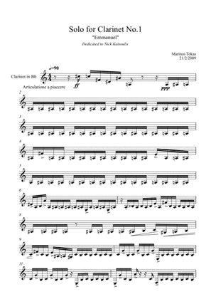 Solo for Clarinet No. 1 "Emmanuel"