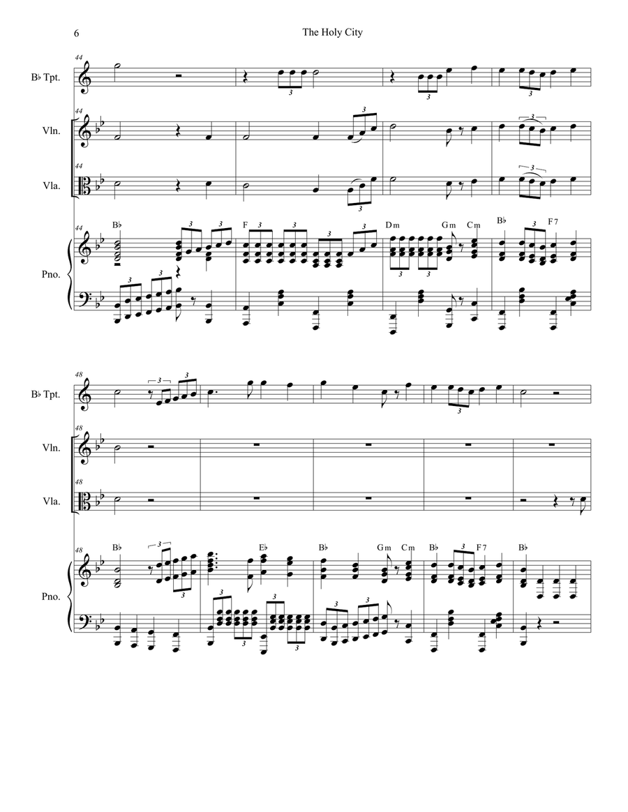 The Holy City (Duet for Violin and Viola) String Duet scores gallery preview page 6