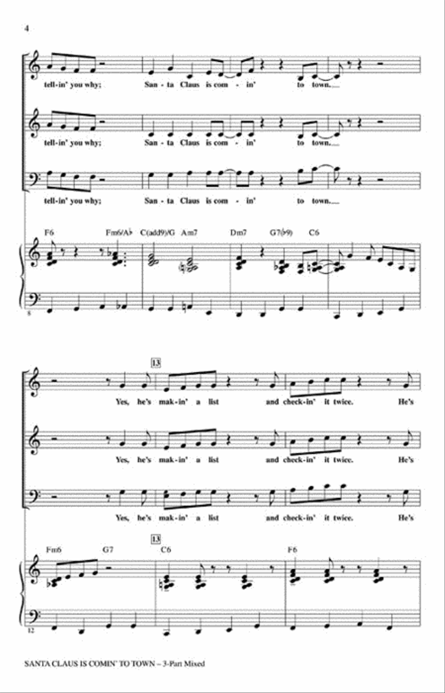 Santa Claus Is Comin' to Town Choir scores gallery preview page 3